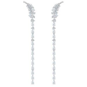 STUNNING “The Feather” Swarovski Silver Leaf Drop Earrings